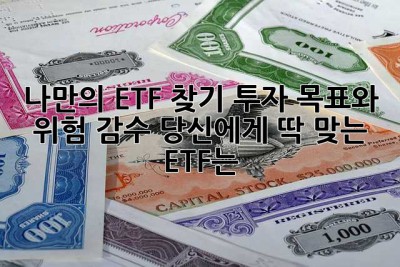 나만의 ETF 찾기: 투자 목표와 위험 감수, 당신에게 딱 맞는 ETF는?
