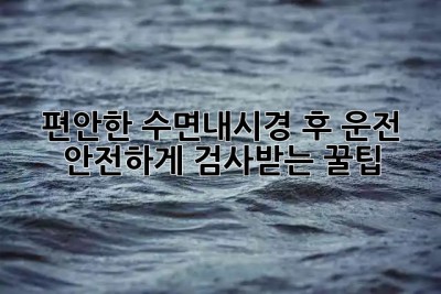편안한 수면내시경😴 후 운전?🚗 안전하게 검사받는 꿀팁🍯